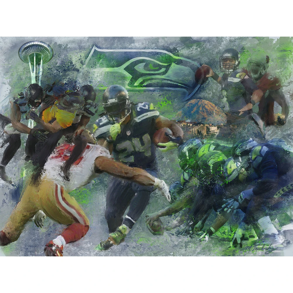 Seattle Seahawks Deacon Jones Foundation "By Sea Land and Air" Deacon Jones Foundation Fine Art Canvas Print 36" x 48" by Artist Mark Trubisky