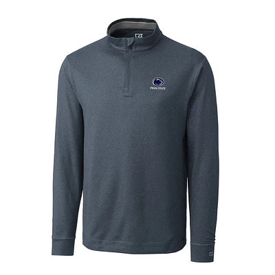 Men's Cutter & Buck Heather Navy Penn State Nittany Lions Topspin Drytec Half-Zip Jacket