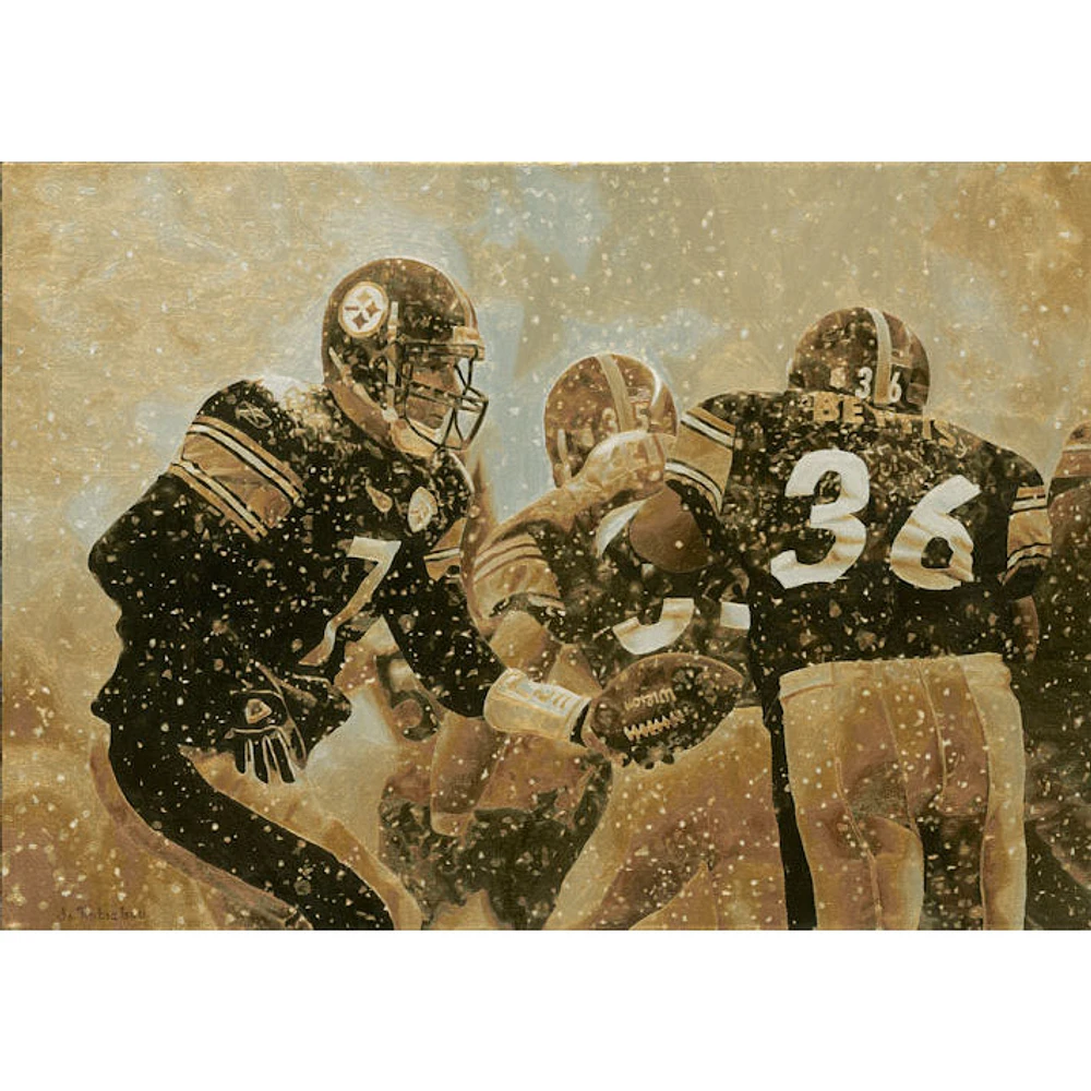 Pittsburgh Steelers Deacon Jones Foundation "The Art of the Hand Off" Fine Art Canvas Print 24" x 34" by Artist Jason Robichau