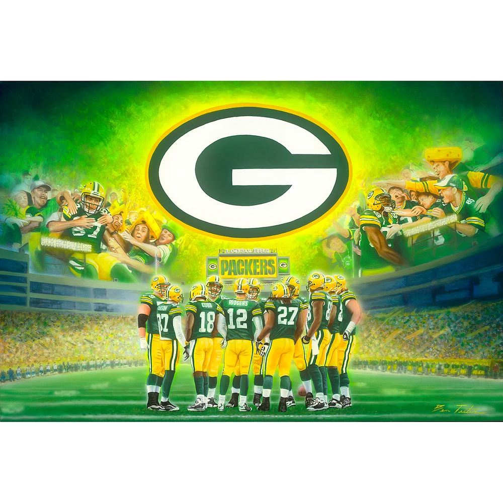Green Bay Packers Deacon Jones Foundation "Cheese Heads Rejoice" Fine Art Canvas Print 28" x 40" by Artist Ben Teeter