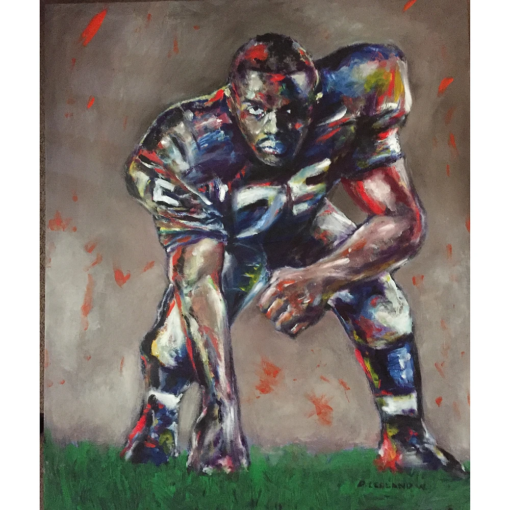 Los Angeles Rams Deacon Jones Foundation "The Calm Before the Sack" Fine Art Canvas Print 30" x 36" by Artist Daniel Leeland Woodward