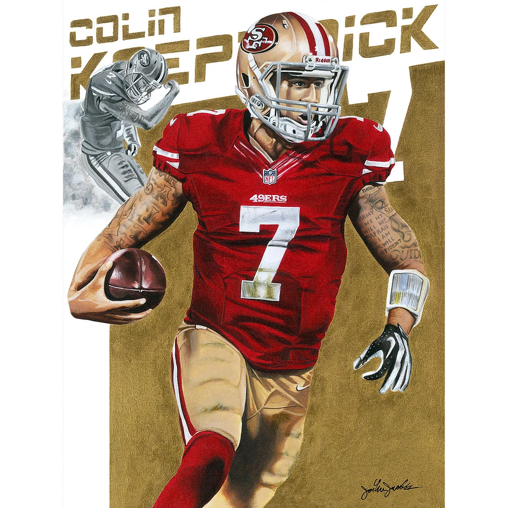 San Francisco 49ers "Colin Kaepernick" Deacon Jones Foundation Fine Art Canvas Print 18" x 24" by Artist Joshua Jacobs