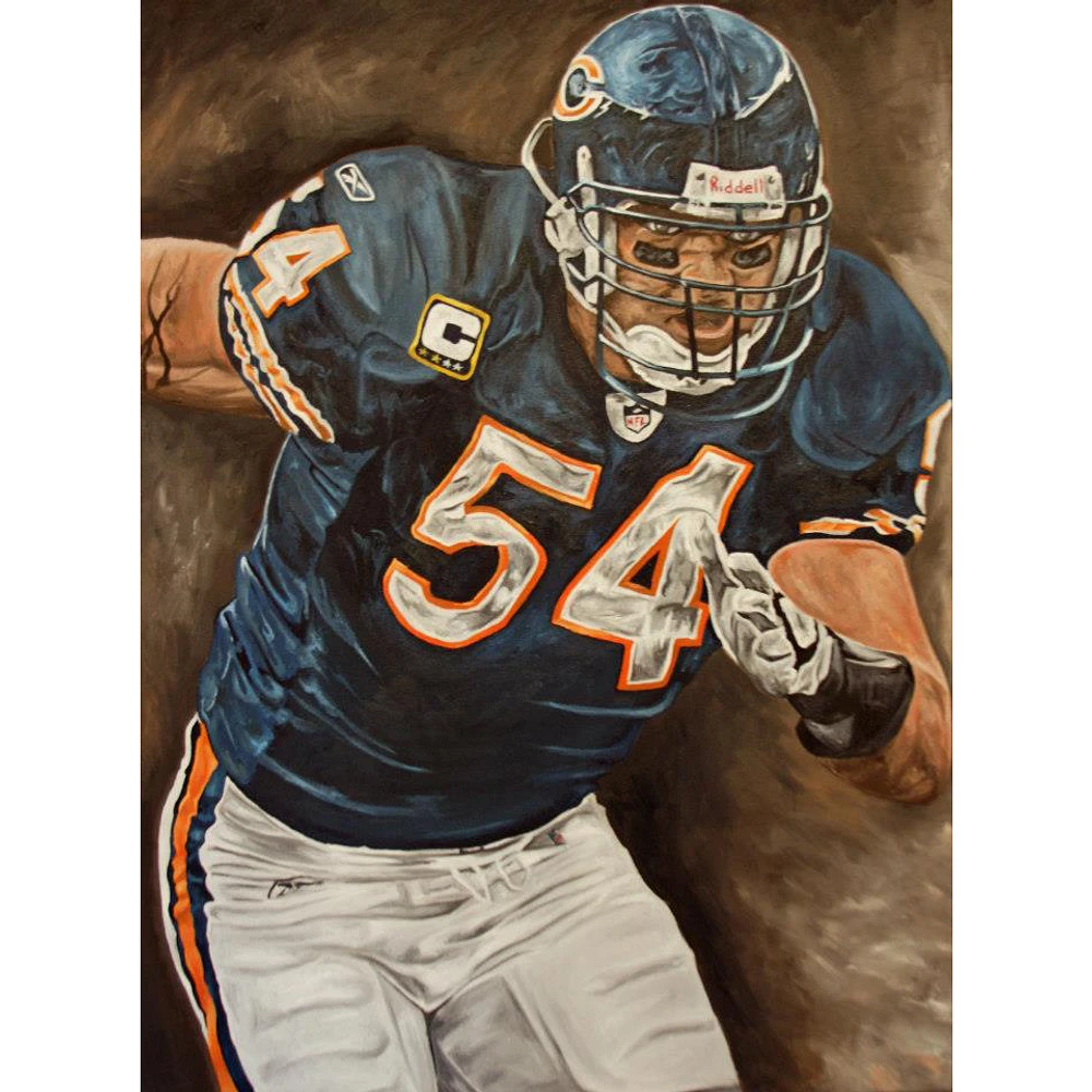Chicago Bears Deacon Jones Foundation "Brian Urlacher" Fine Art Canvas Print 30" x 40" by Artist David Courson