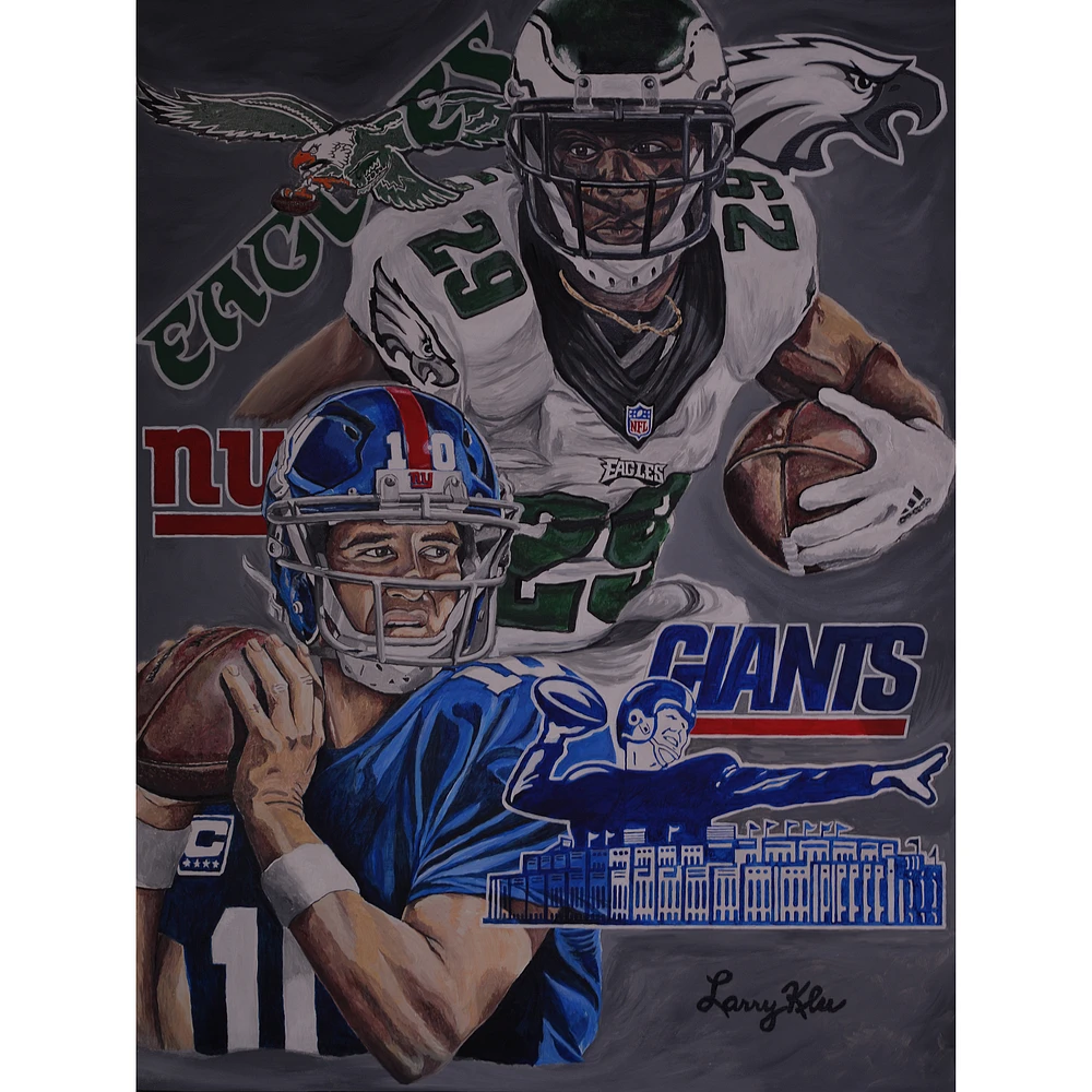 Eagles vs. Giants Deacon Jones Foundation "Storied Rivals" 36" x 48" Fine Art Canvas Print by Artist Larry Klukaszewski
