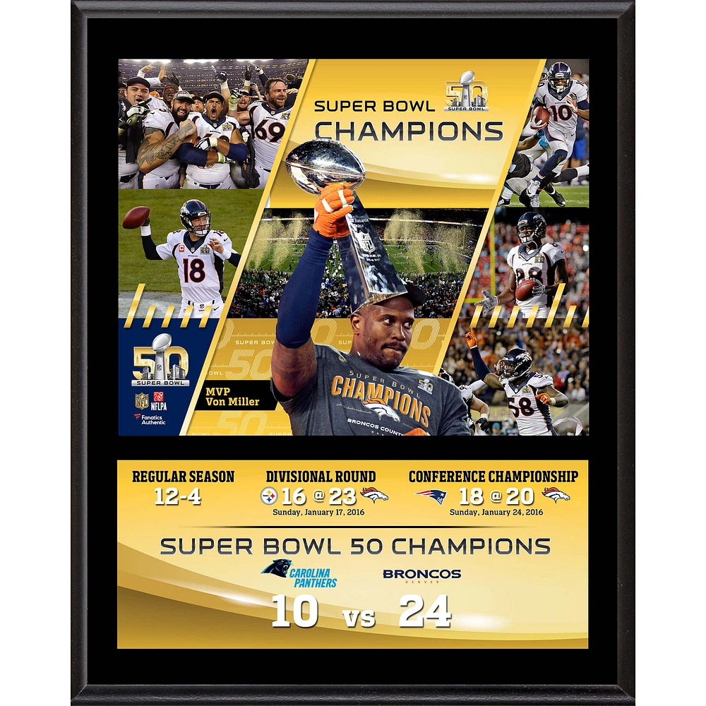Denver Broncos 12" x 15" Super Bowl 50 Champions Sublimated Plaque