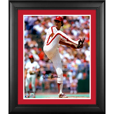 Steve Carlton Philadelphia Phillies Framed Autographed 16" x 20" Leg Up Photograph