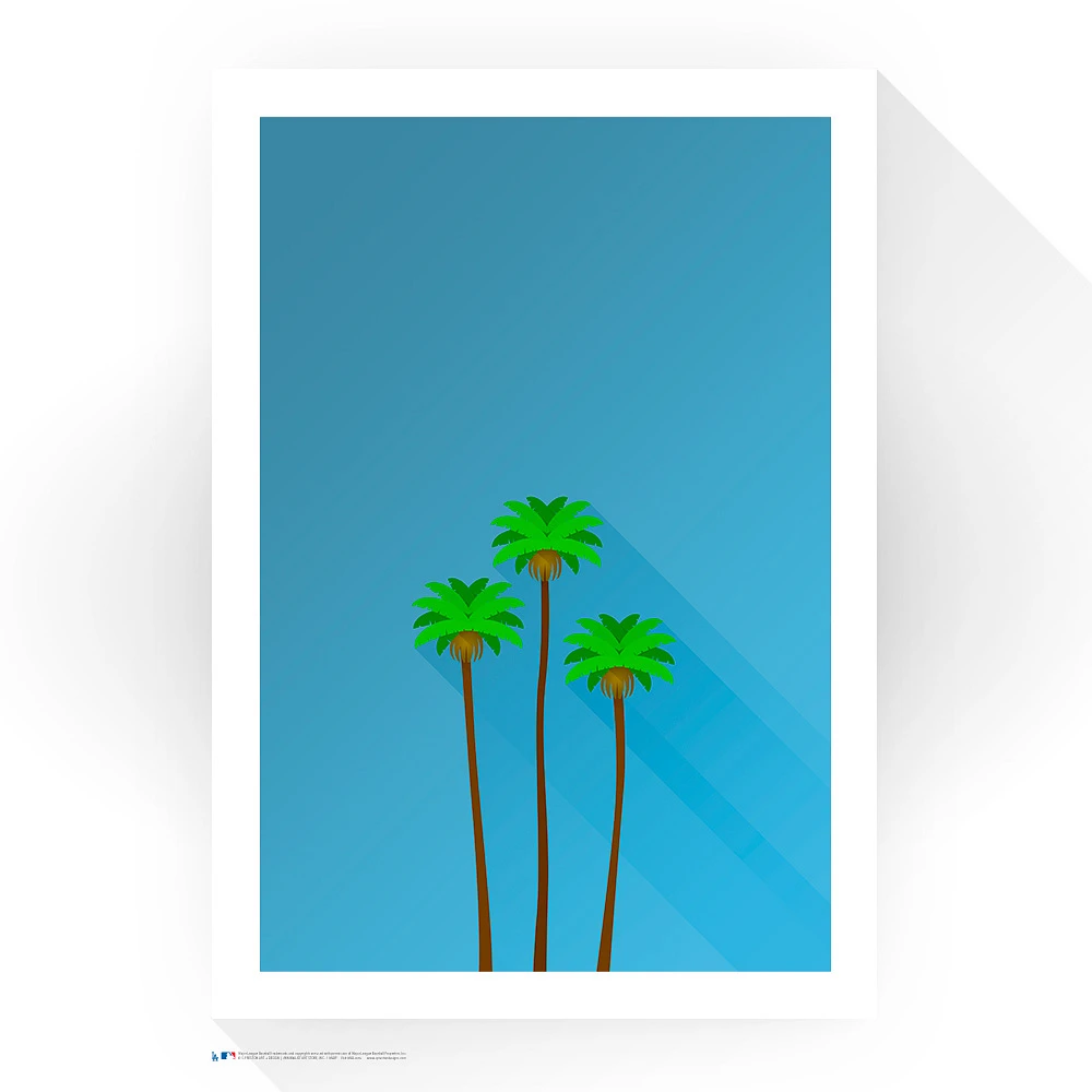Los Angeles Dodgers 14" x 20" Dodger Stadium The Three Sisters Minimalist Art Giclee Print