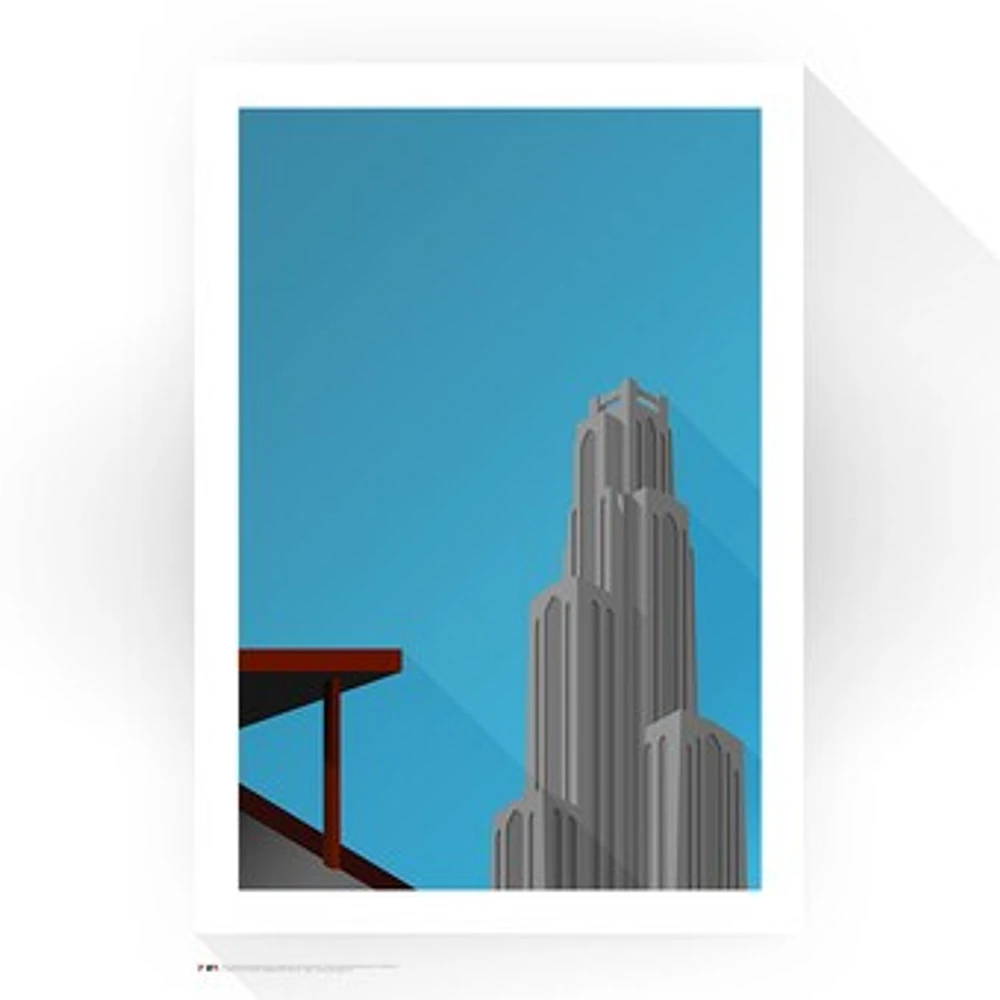Pittsburgh Pirates 14" x 20" Forbes Field Cathedral of Learning Minimalist Art Giclee Print
