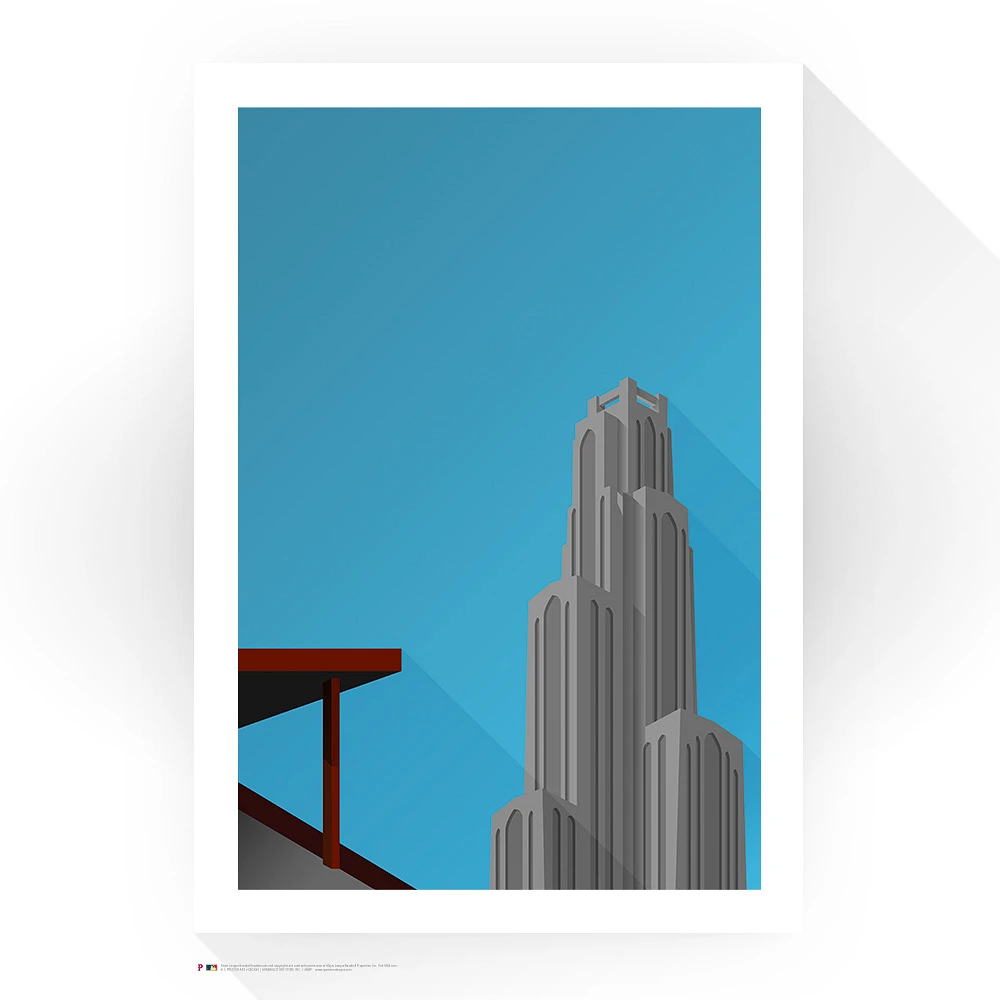 Pittsburgh Pirates 14" x 20" Forbes Field Cathedral of Learning Minimalist Art Giclee Print
