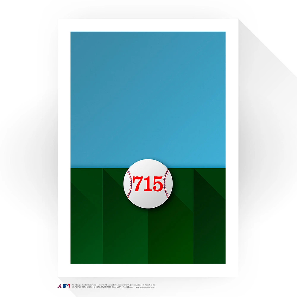 Atlanta Braves 24" x 32" Turner Field 715 Minimalist Art Giclee Print