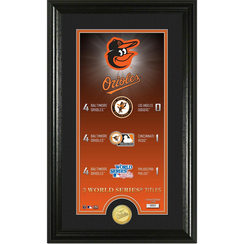 Highland Mint Baltimore Orioles 12" x 20" World Series Championships Legacy Supreme Photomint