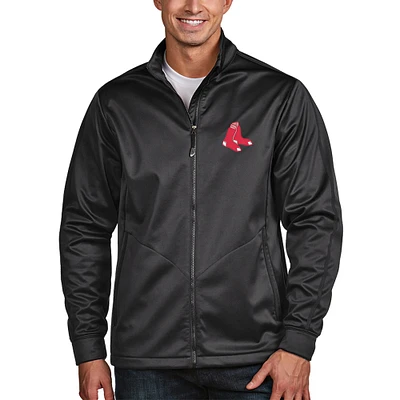Men's Antigua Charcoal Boston Red Sox Golf Full-Zip Jacket