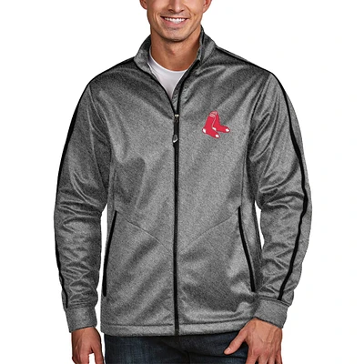 Men's Antigua Heather Black Boston Red Sox Golf Full-Zip Jacket