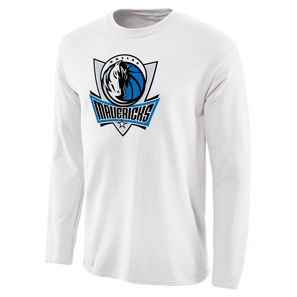 Men's White Dallas Mavericks Primary Logo Long Sleeve T-Shirt