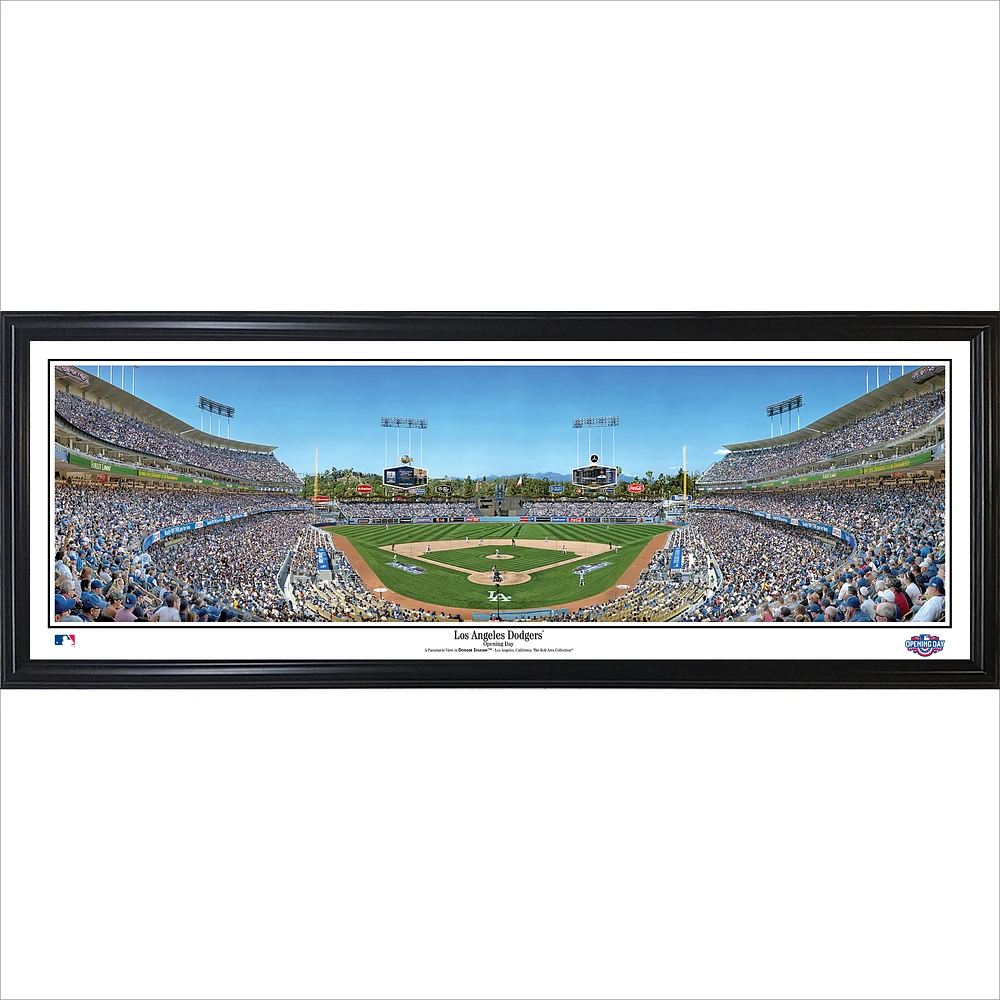 Los Angeles Dodgers 39" x 13.5" Opening Day Standard Black Framed Panorama