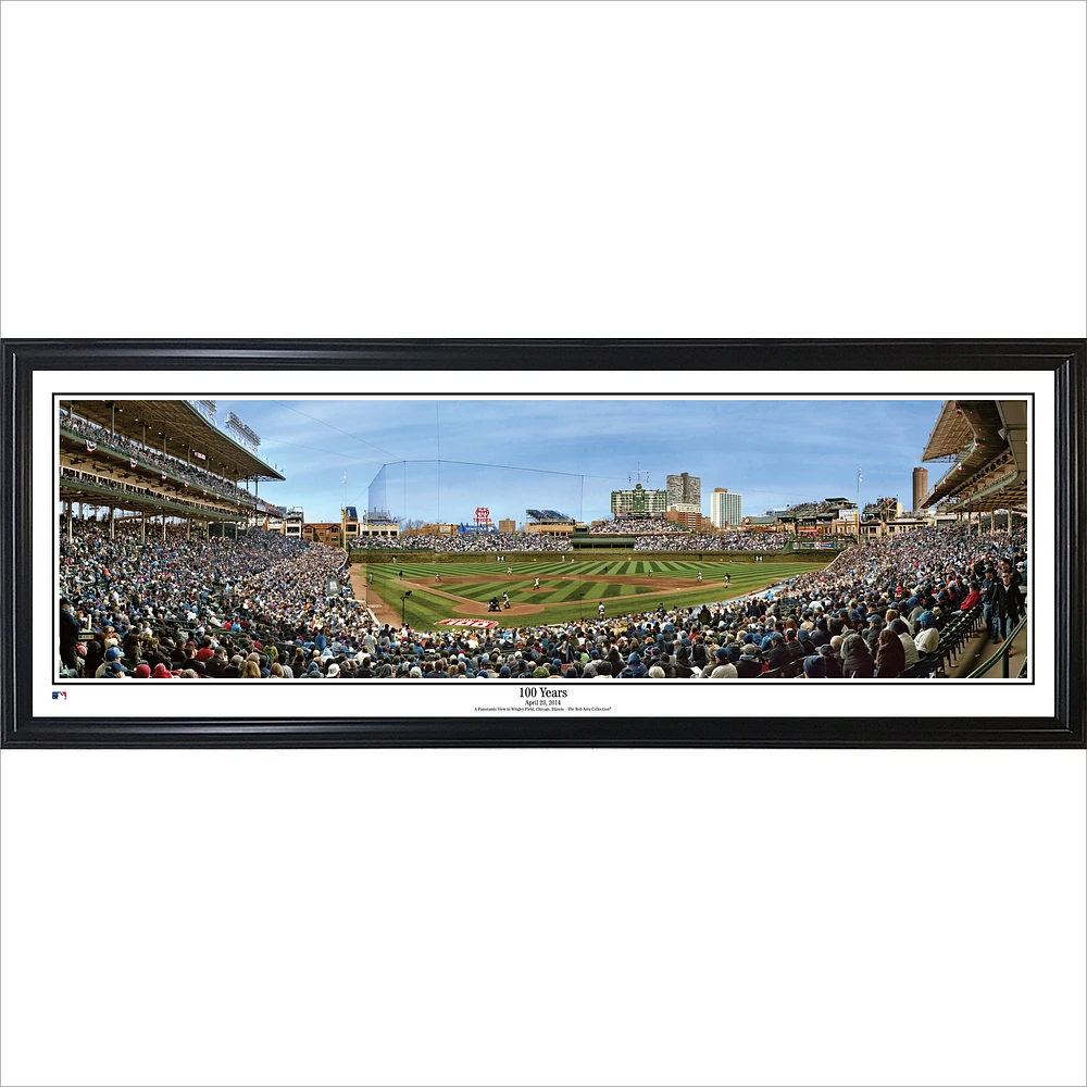 Chicago Cubs 39" x 13.5" 100 Years Standard Black Framed Panorama