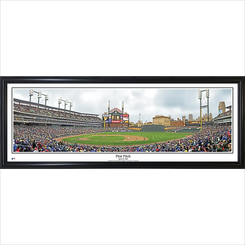 Detroit Tigers 39" x 13.5" First Pitch Standard Black Framed Panorama