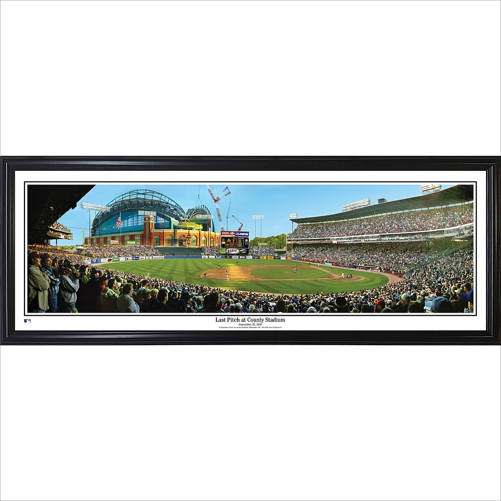 Milwaukee Brewers 39" x 13.5" Last Pitch at County Stadium Standard Black Framed Panorama
