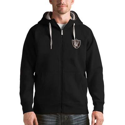 Men's Antigua Black Las Vegas Raiders Victory Full-Zip Hoodie
