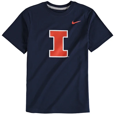 Youth Nike Navy Illinois Fighting Illini Cotton Logo T-Shirt