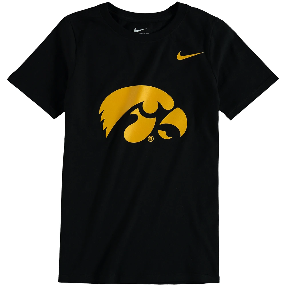 Youth Nike Black Iowa Hawkeyes Cotton Logo T-Shirt