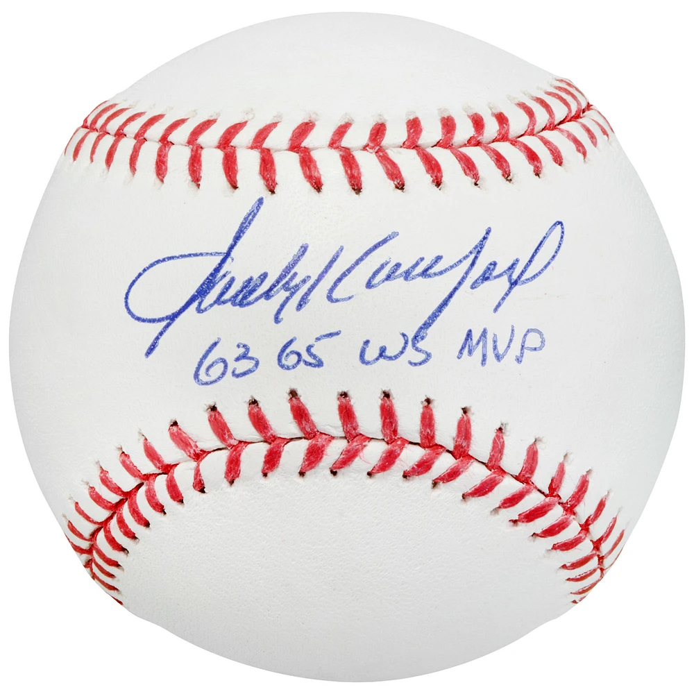 Sandy Koufax Los Angeles Dodgers Autographed Baseball with "63 65 WS MVP" Inscription