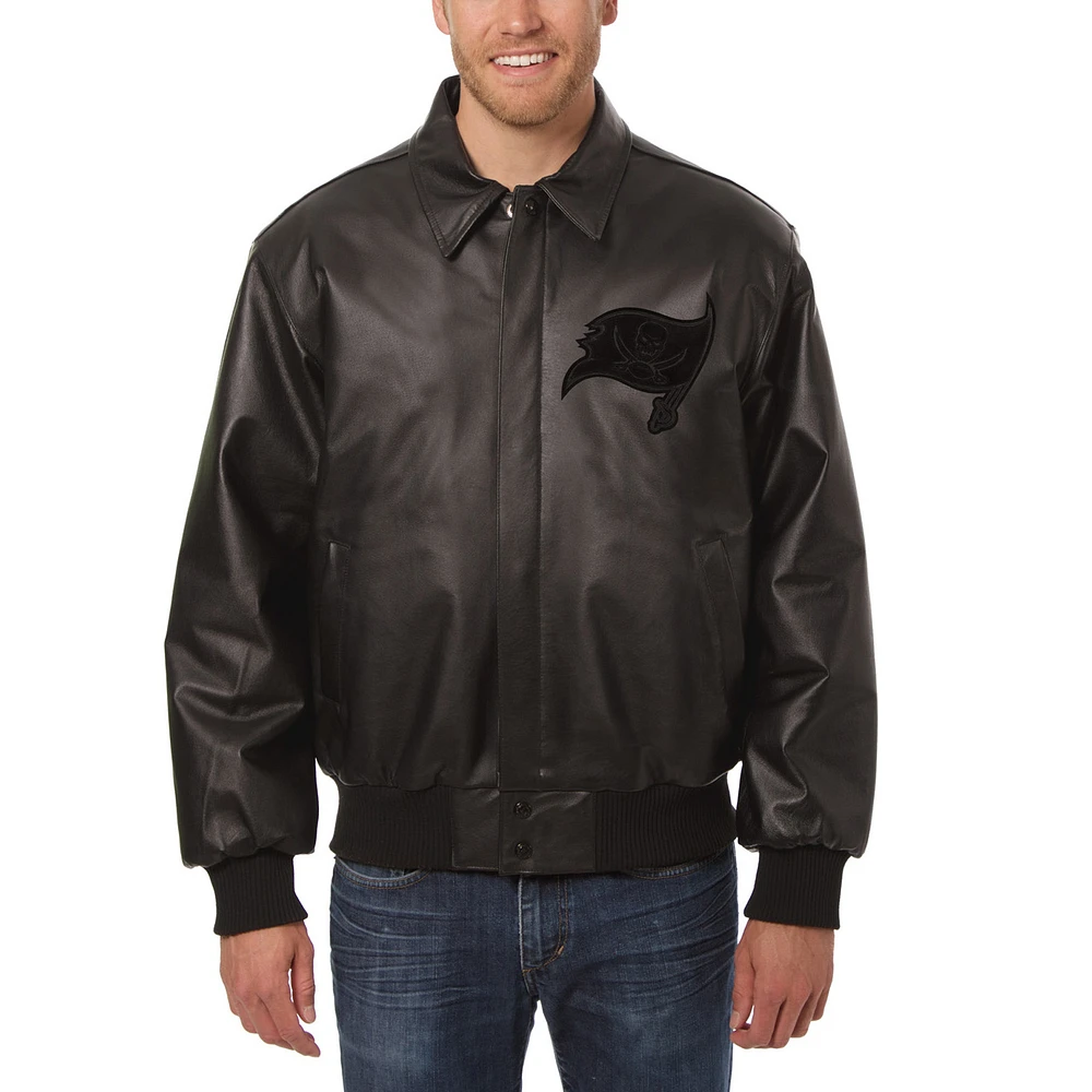 Men's JH Design Black Tampa Bay Buccaneers Tonal All Leather Jacket