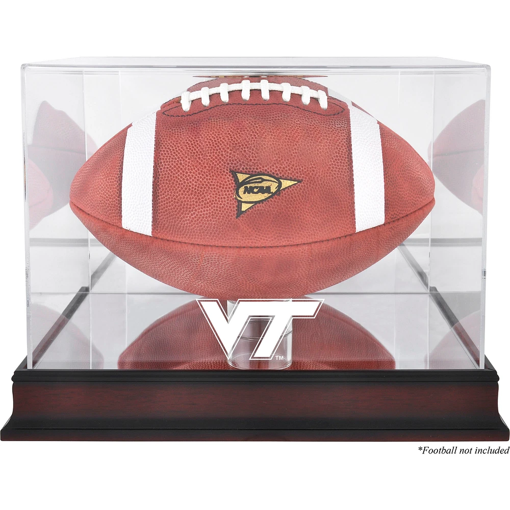 Virginia Tech Hokies Mahogany Base Team Logo Football Display Case with Mirror Back