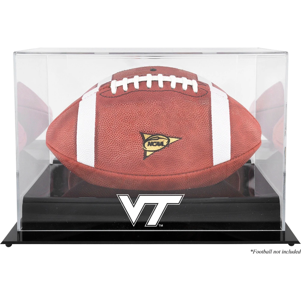 Virginia Tech Hokies Black Base Team Logo Football Display Case with Mirror Back