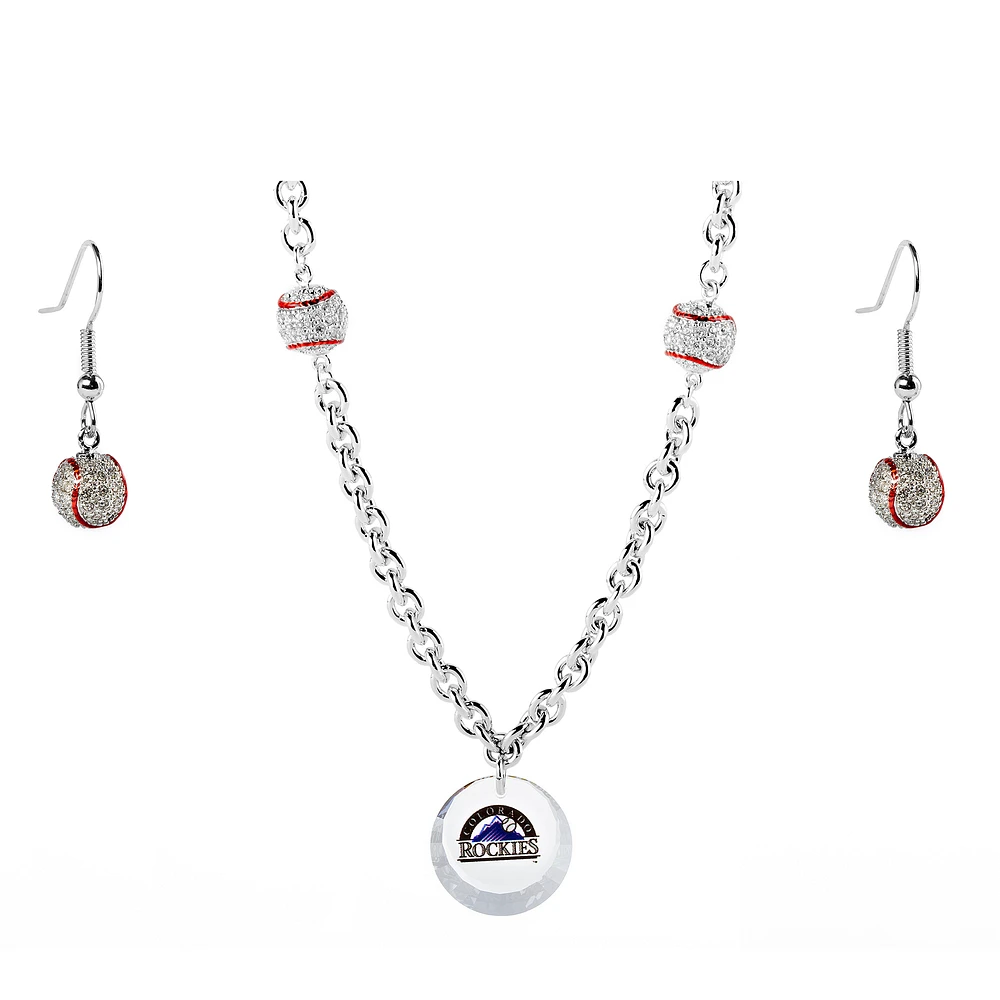 Colorado Rockies Crystals from Swarovski Baseball Necklace & Earrings