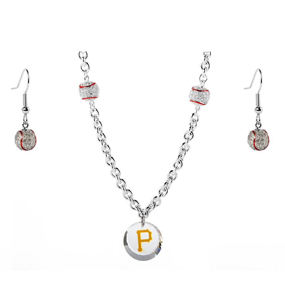 Pittsburgh Pirates Crystals from Swarovski Baseball Necklace & Earrings