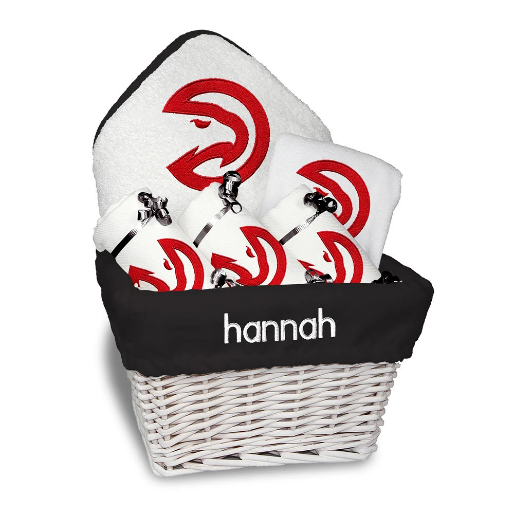 Newborn & Infant White Atlanta Hawks Personalized Medium Gift Basket