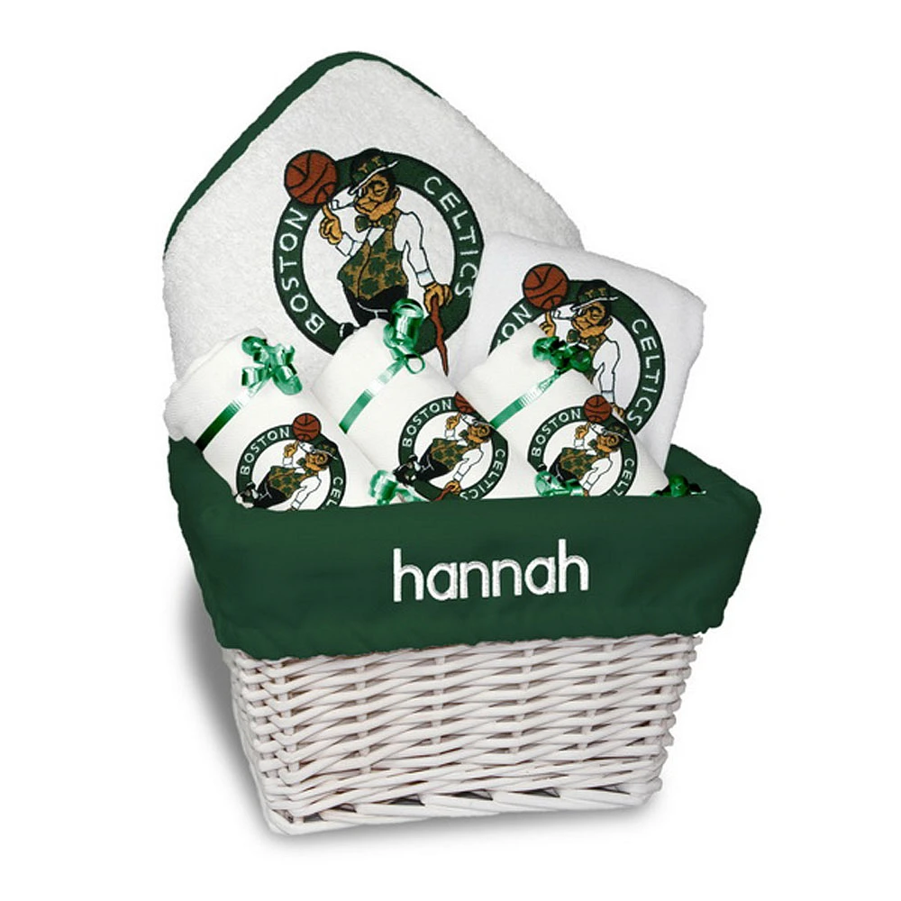 Newborn & Infant White Boston Celtics Personalized Medium Gift Basket