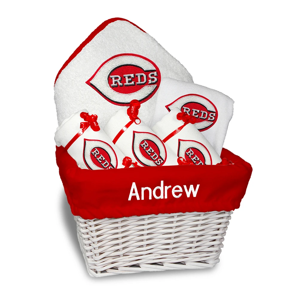 Newborn & Infant White Cincinnati Reds Personalized Medium Gift Basket