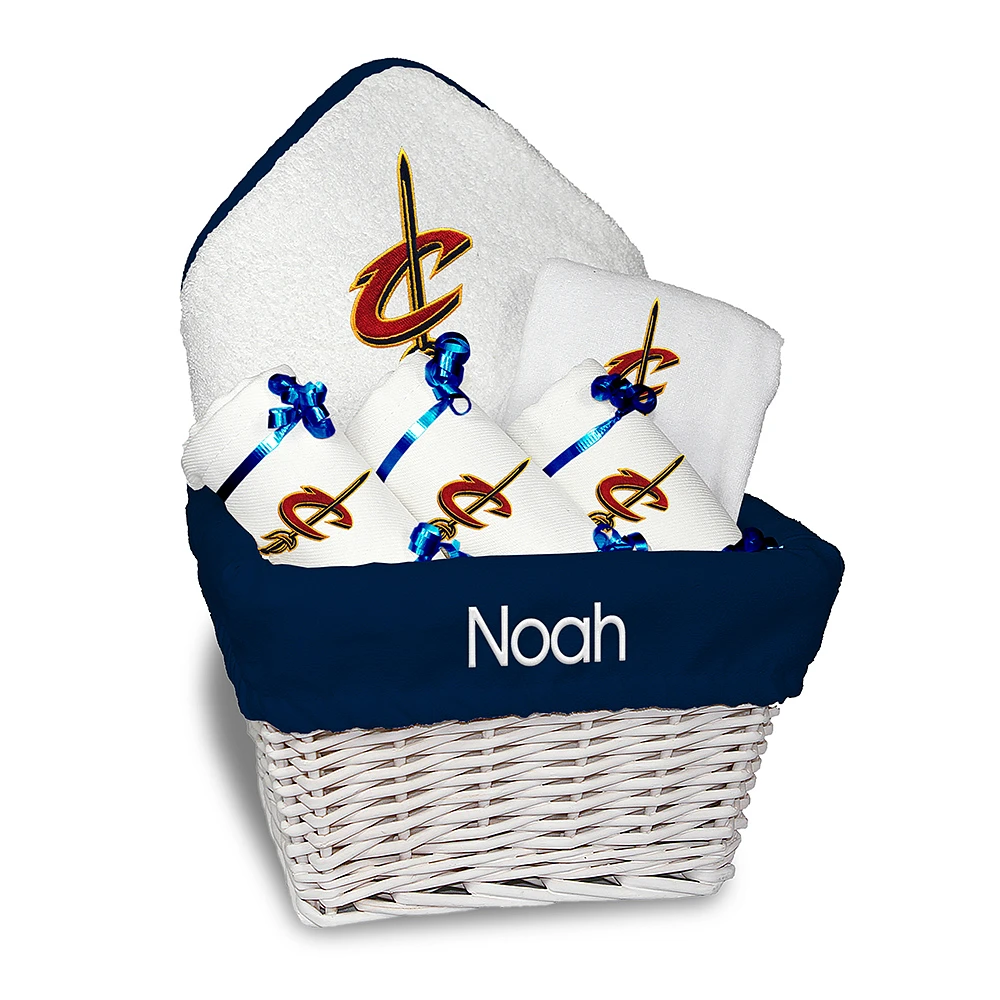 Newborn & Infant White Cleveland Cavaliers Personalized Medium Gift Basket