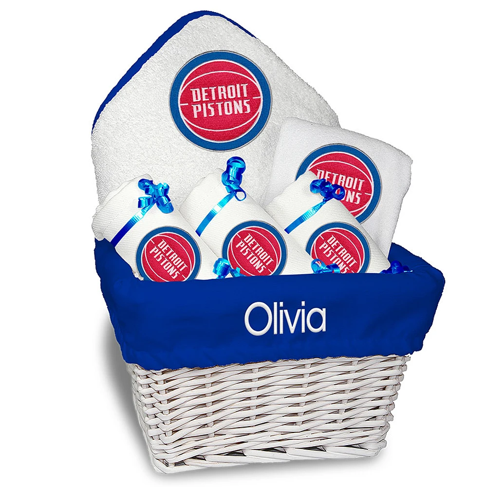 Newborn & Infant White Detroit Pistons Personalized Medium Gift Basket