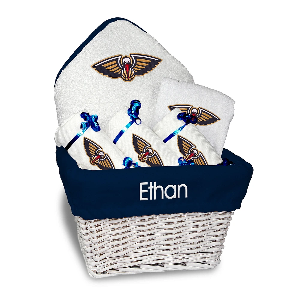 Newborn & Infant White New Orleans Pelicans Personalized Medium Gift Basket