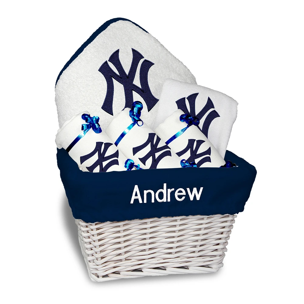 Newborn & Infant White New York Yankees Personalized Medium Gift Basket