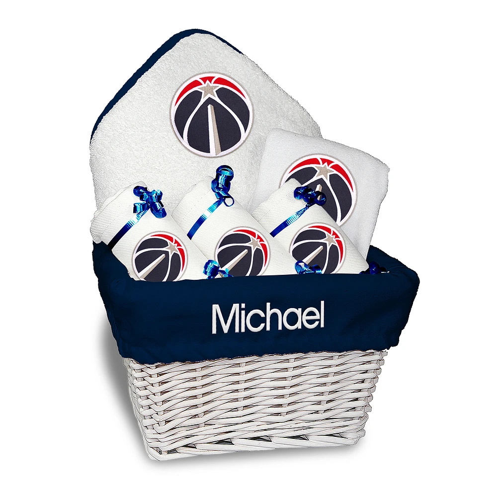 Newborn & Infant White Washington Wizards Personalized Medium Gift Basket