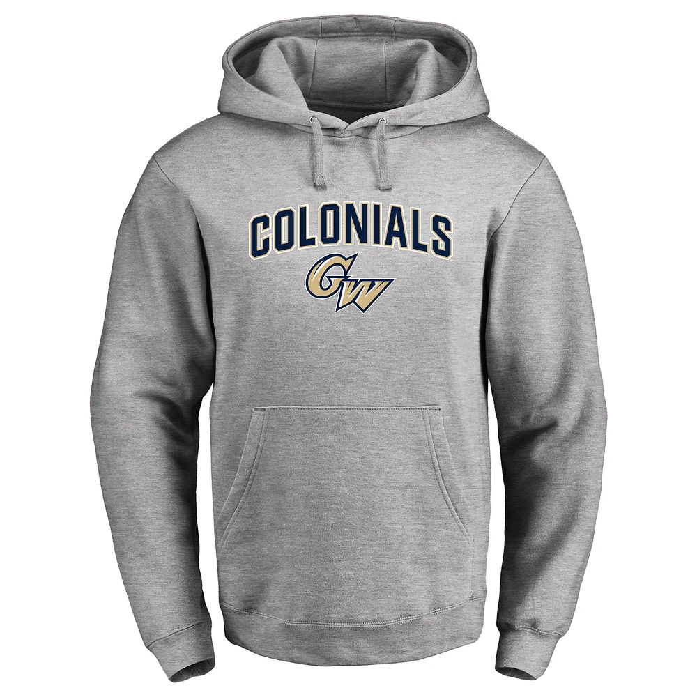Men's Ash GW Colonials Proud Mascot Pullover Hoodie