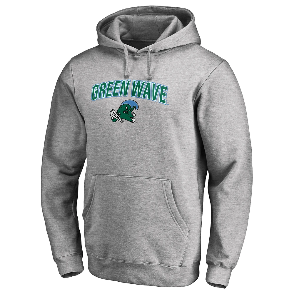 Men's Ash Tulane Green Wave Proud Mascot Pullover Hoodie