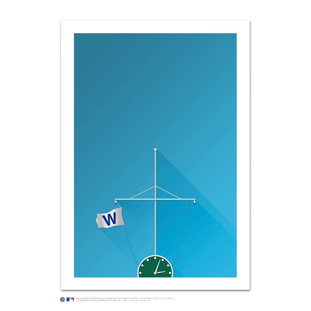 Chicago Cubs 14" x 20" Minimalist Wrigley Field Win Flag Art Giclee