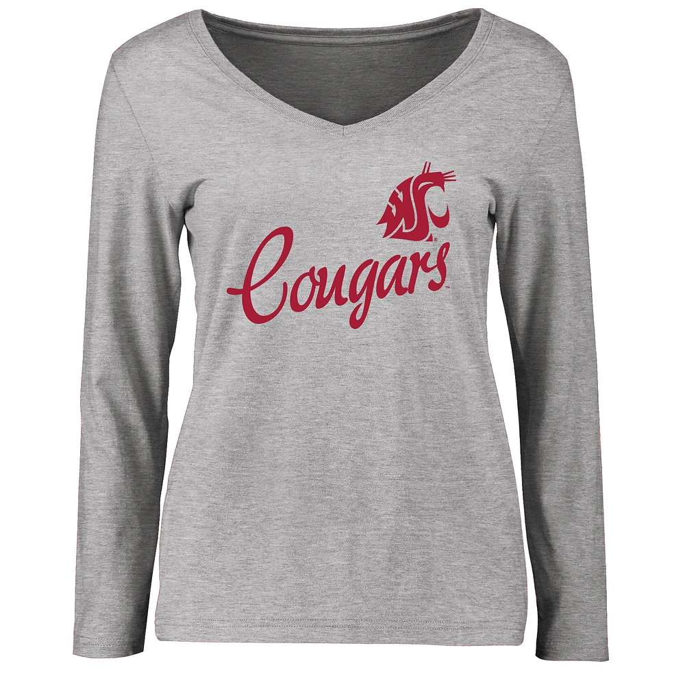Women's Ash Washington State Cougars Dora Long Sleeve T-Shirt