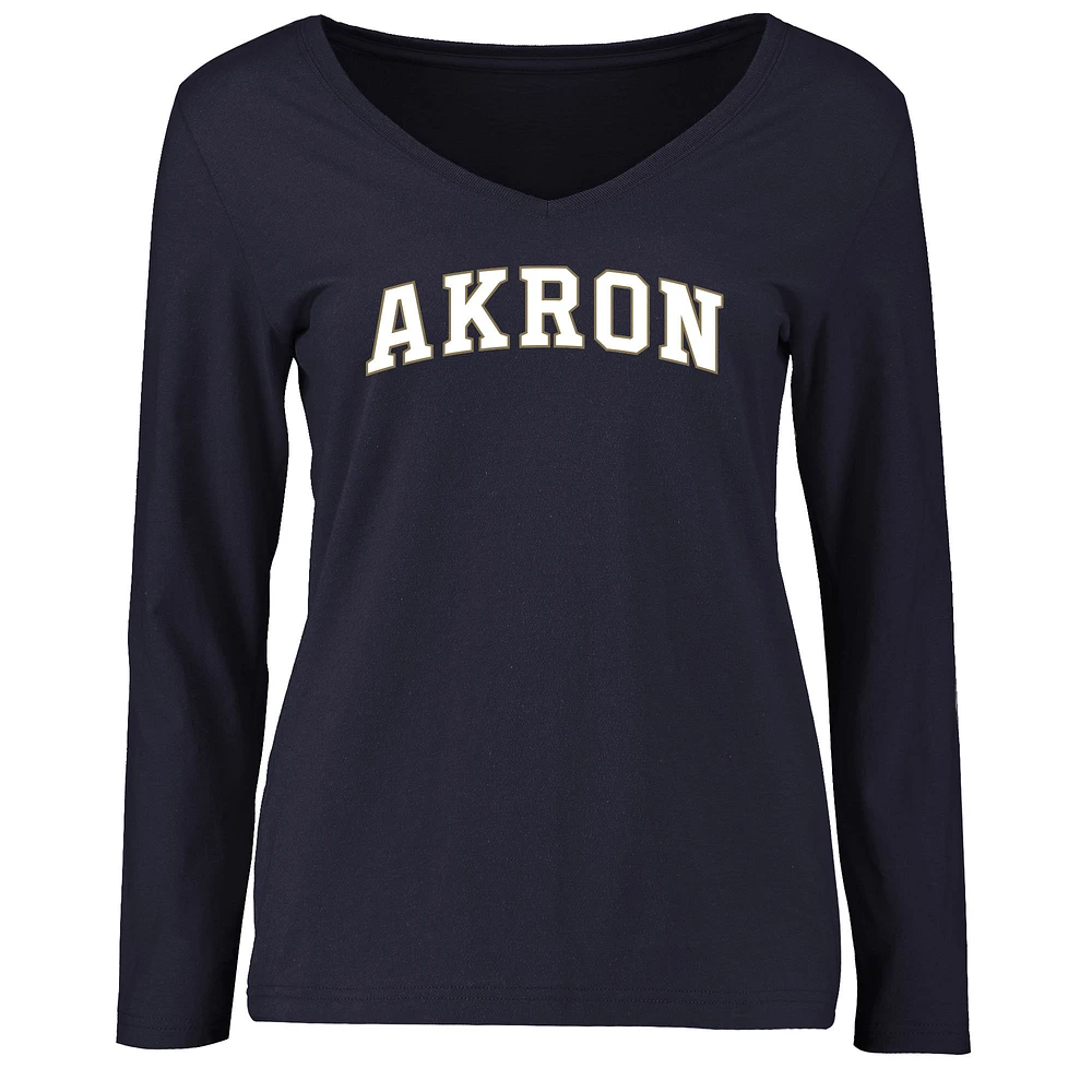 Women's Navy Akron Zips Everyday Long Sleeve T-Shirt