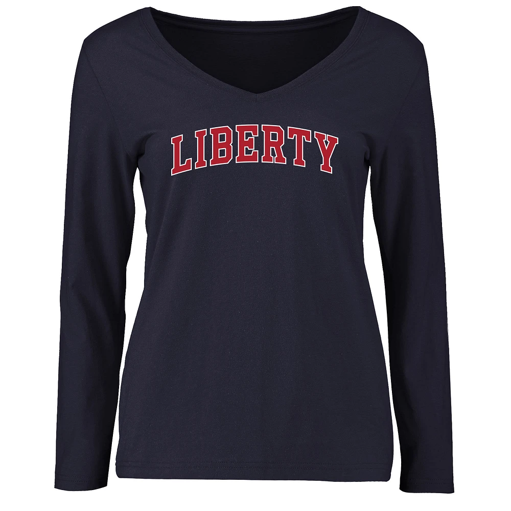Women's Navy Liberty Flames Everyday Long Sleeve T-Shirt