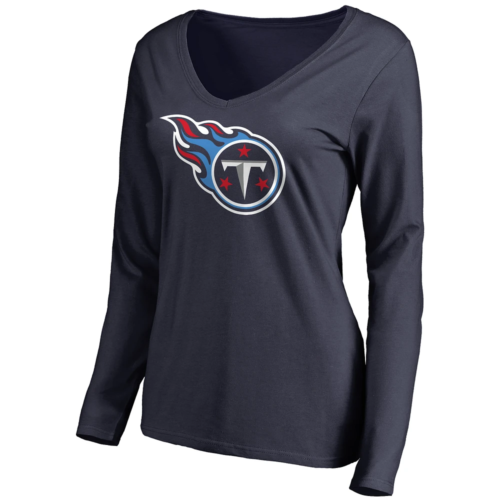 Women's Navy Tennessee Titans Primary Team Logo Long Sleeve T-Shirt