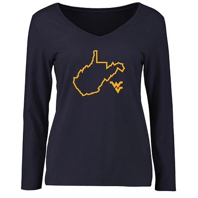 Women's Navy West Virginia Mountaineers Tradition State Long Sleeve T-Shirt