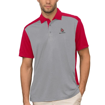 Men's Gray Ball State Cardinals Vansport Two-Tone Polo