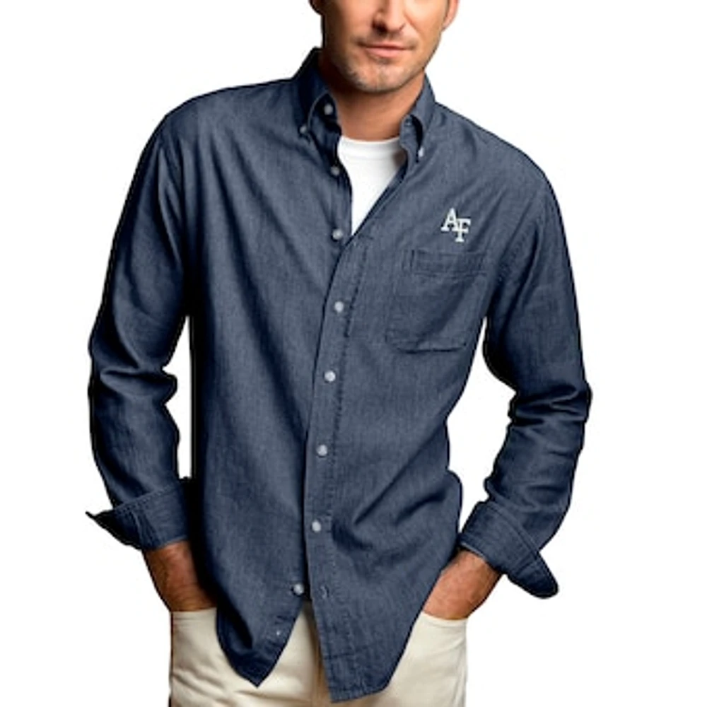Men's Blue Air Force Falcons Hudson Denim Long Sleeve Button-Down Shirt