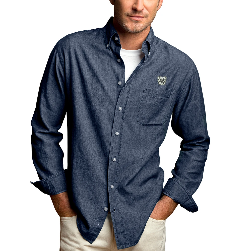 Men's Blue Butler Bulldogs Hudson Denim Long Sleeve Button-Down Shirt